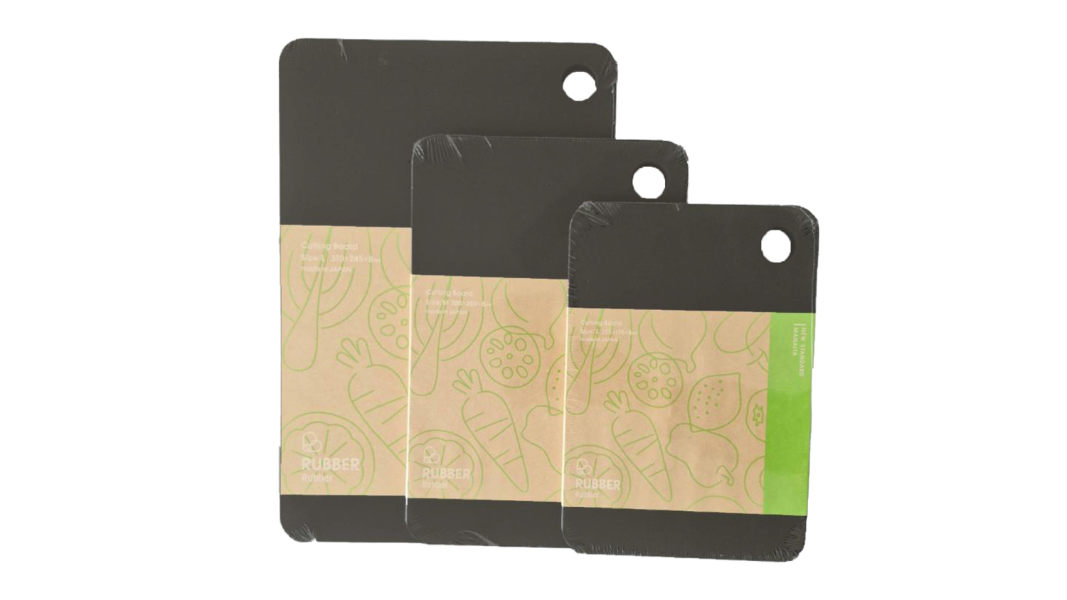 Parker Asahi "Cookin' Cut" Antibacterial Synthetic Rubber Cutting Board 30 x 20 x 0.8cm Medium - Black