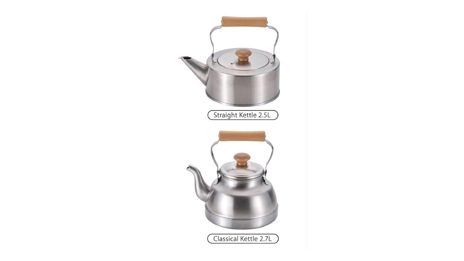 Chitose Stainless Steel Stovetop Classic Kettle with Wooden Handle 2.7L