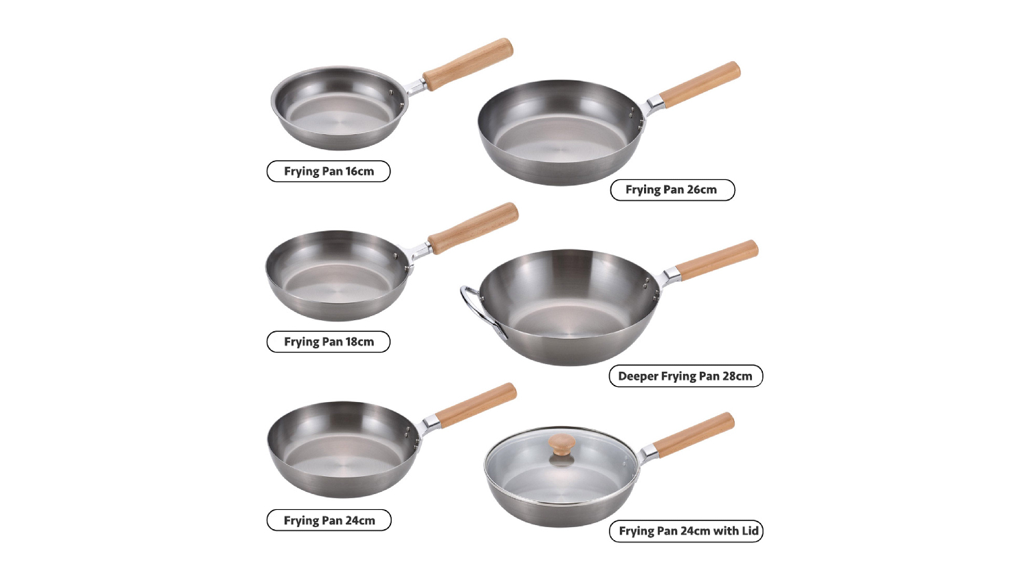 Chitose Blue Iron Frying Pan with Wooden Handle 16cm