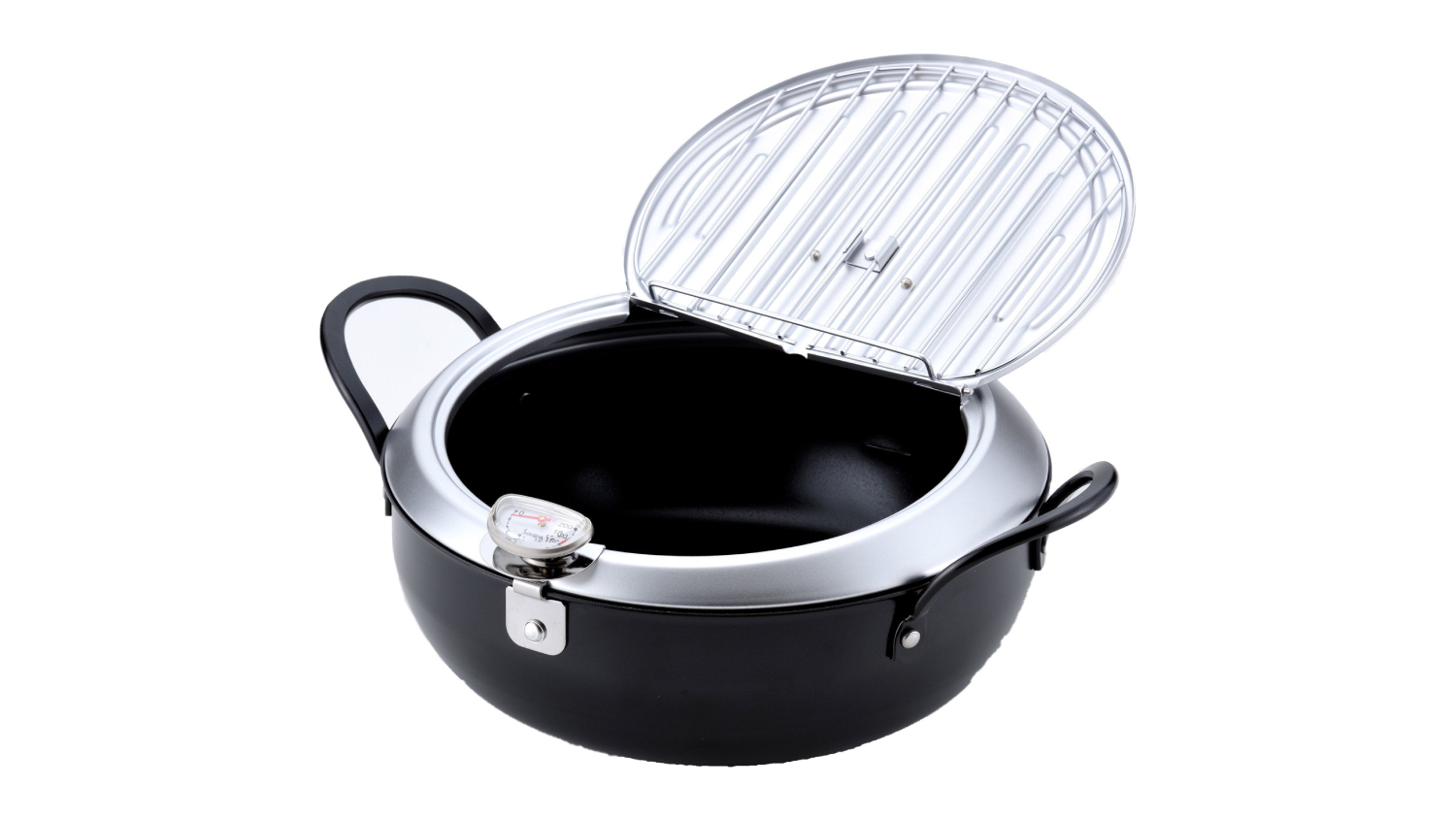 Wahei Freiz "Tsubasan Imono" Iron Deep Frying Pot with Lid, Handles 24cm