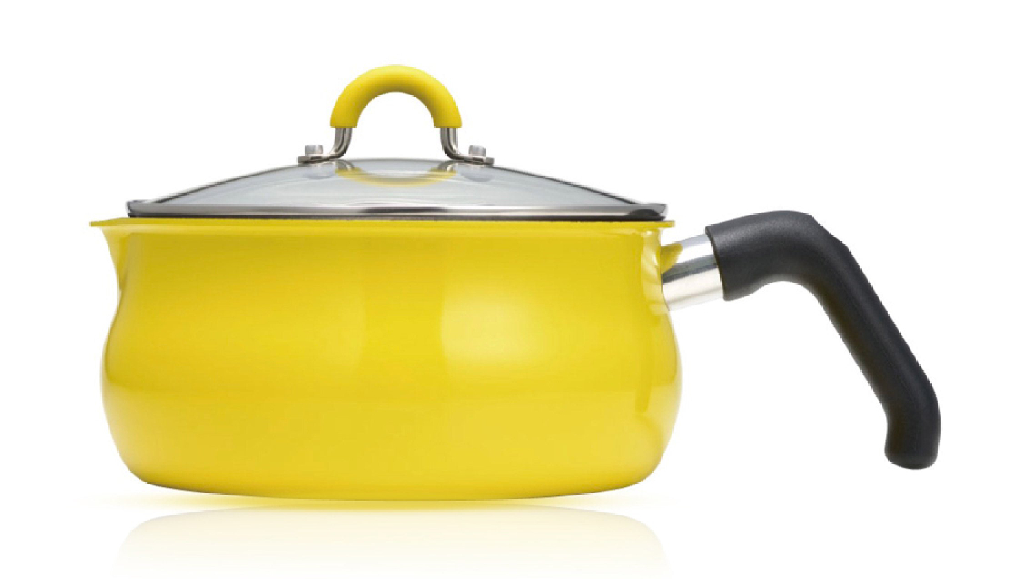 ToMay Induction Compatable Multi-Purpose Cooking Pan with Lid, Handle 1.2L - Yellow