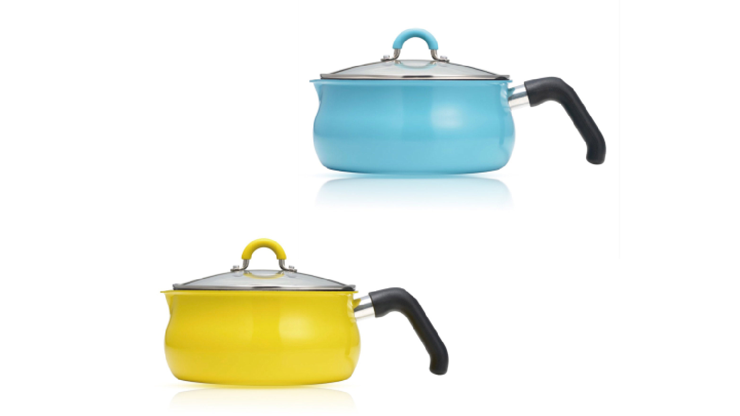 ToMay Induction Compatable Multi-Purpose Cooking Pan with Lid, Handle 1.2L - Yellow