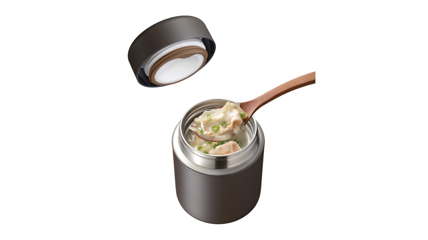 Wahei Freiz Vacuum Insulated Soup Jar 400ml - Dark Brown