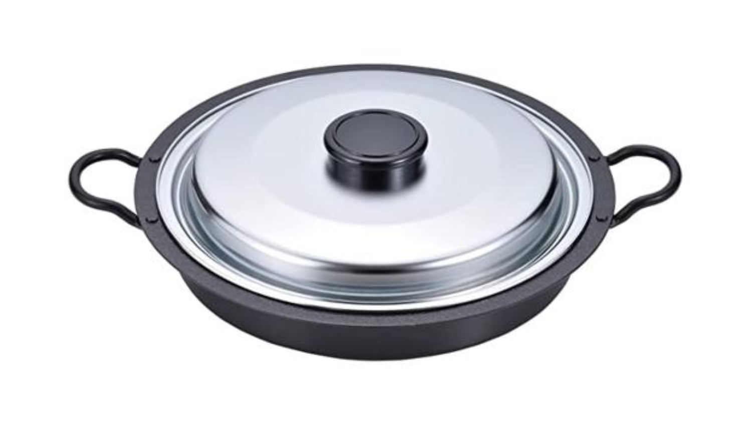 ENZO Induction Compatable BBQ Hotplate with Lid, Handles 26cm