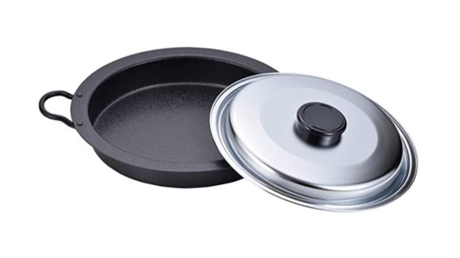 ENZO Induction Compatable BBQ Hotplate with Lid, Handles 26cm