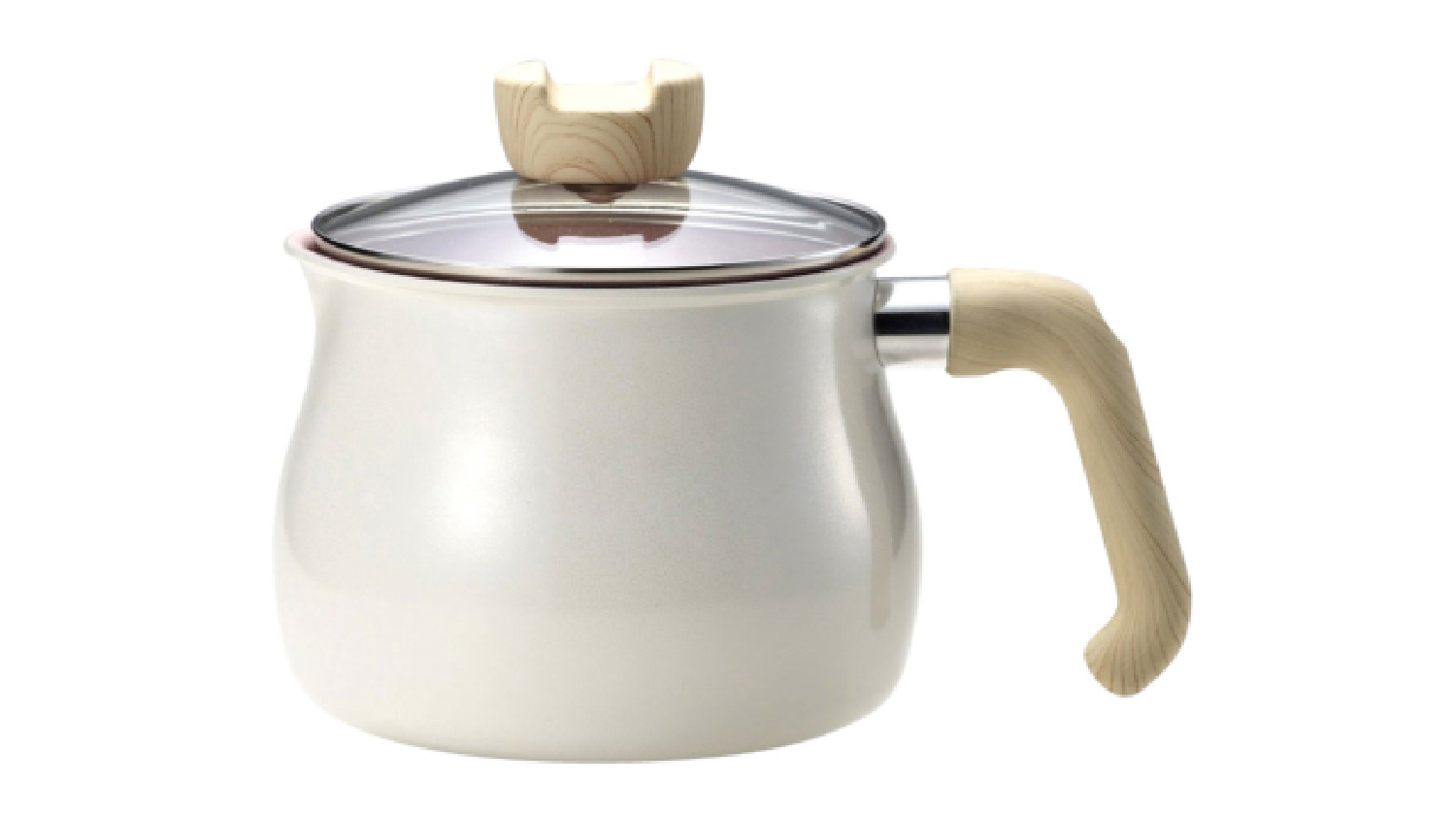 ToMay Induction Compatable Multi-Purpose Cooking Pot with Lid, Handle 2.2L - Cream/Light Pink