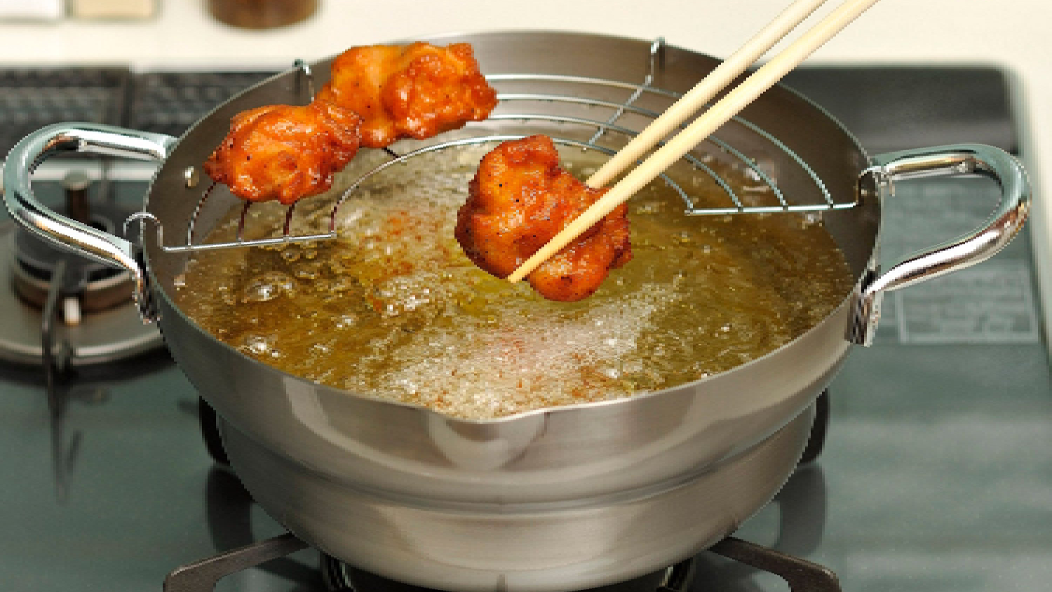 Chitose Blue Steel Iron Tempura Pot 32cm