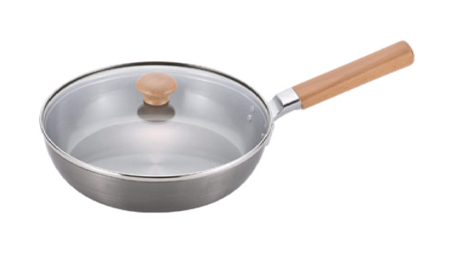 Chitose Blue Steel Iron Premium Frying Pan 24cm with Wooden Handle