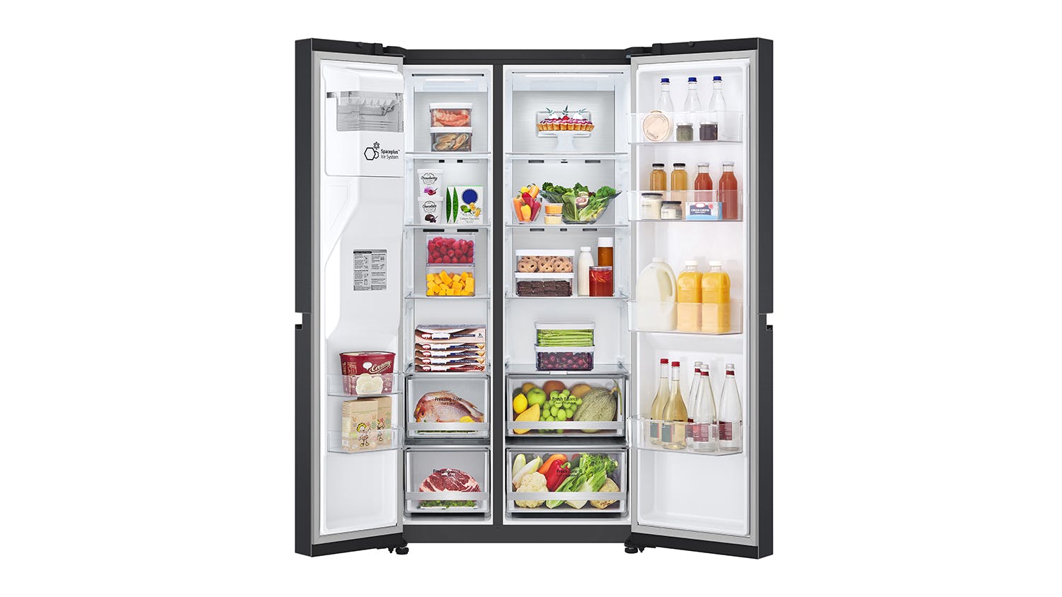 LG 635L Side-by-Side Fridge Freezer with Ice & Water - Matte Black (GS-L600MBL)