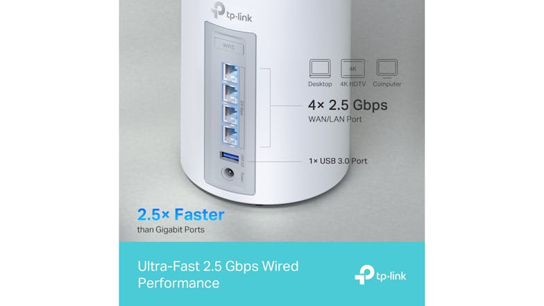TP-Link Deco BE65 BE11000 Tri-Band Mesh Wi-Fi 7 System - 1 Pack (White)