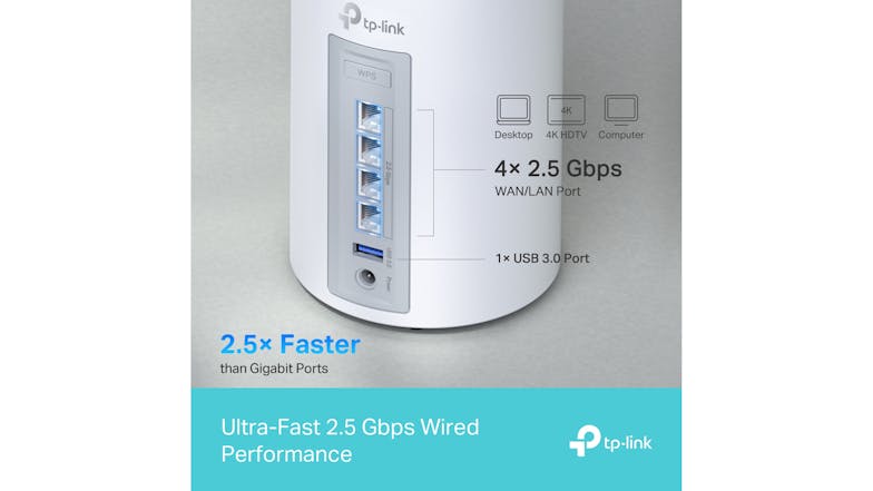 TP-Link Deco BE65 BE11000 Tri-Band Mesh Wi-Fi 7 System - 2 Pack (White)