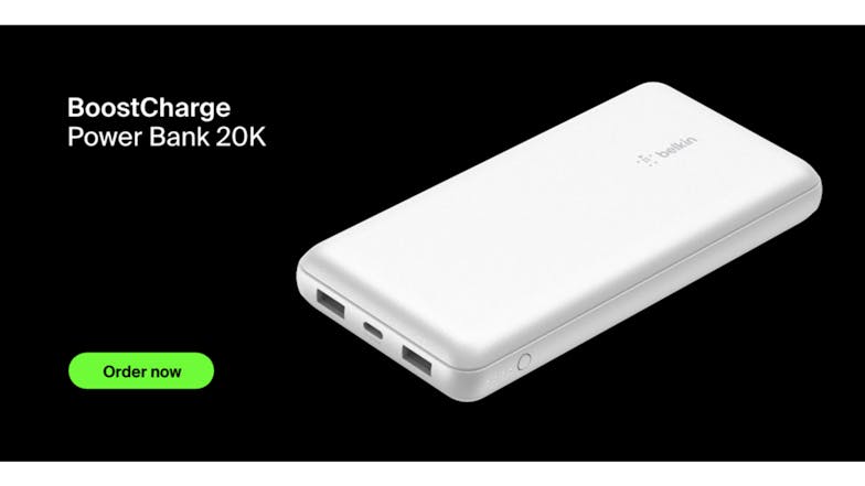 Belkin BoostCharge 20,000mAh USB-C Power Bank - White