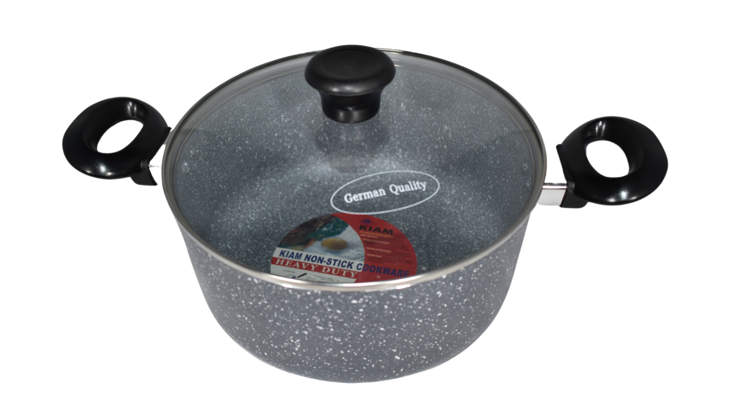 Kiam Heavy Duty Non-Stick Casserole Pot with Glass Lid 26cm