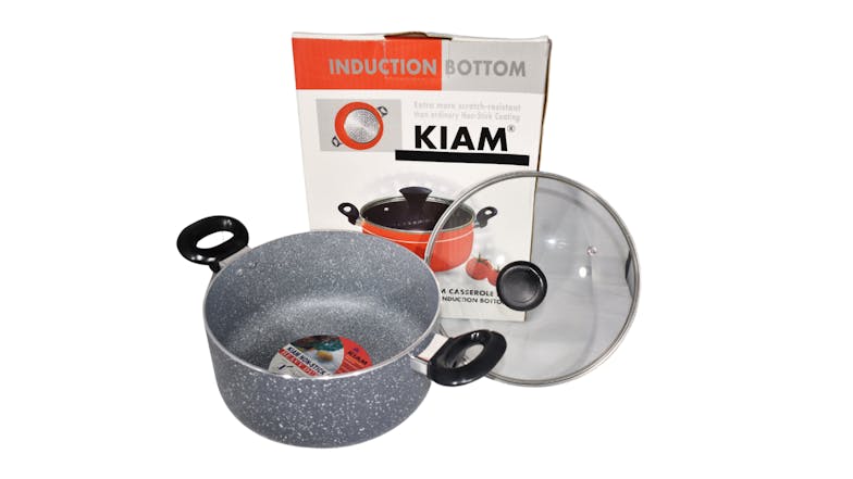 Kiam Heavy Duty Non-Stick Casserole Pot with Glass Lid 34cm