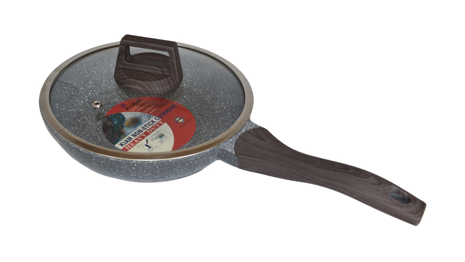 Kiam Heavy Duty Non-Stick Die-Cast Frypan with Glass Lid 26cm