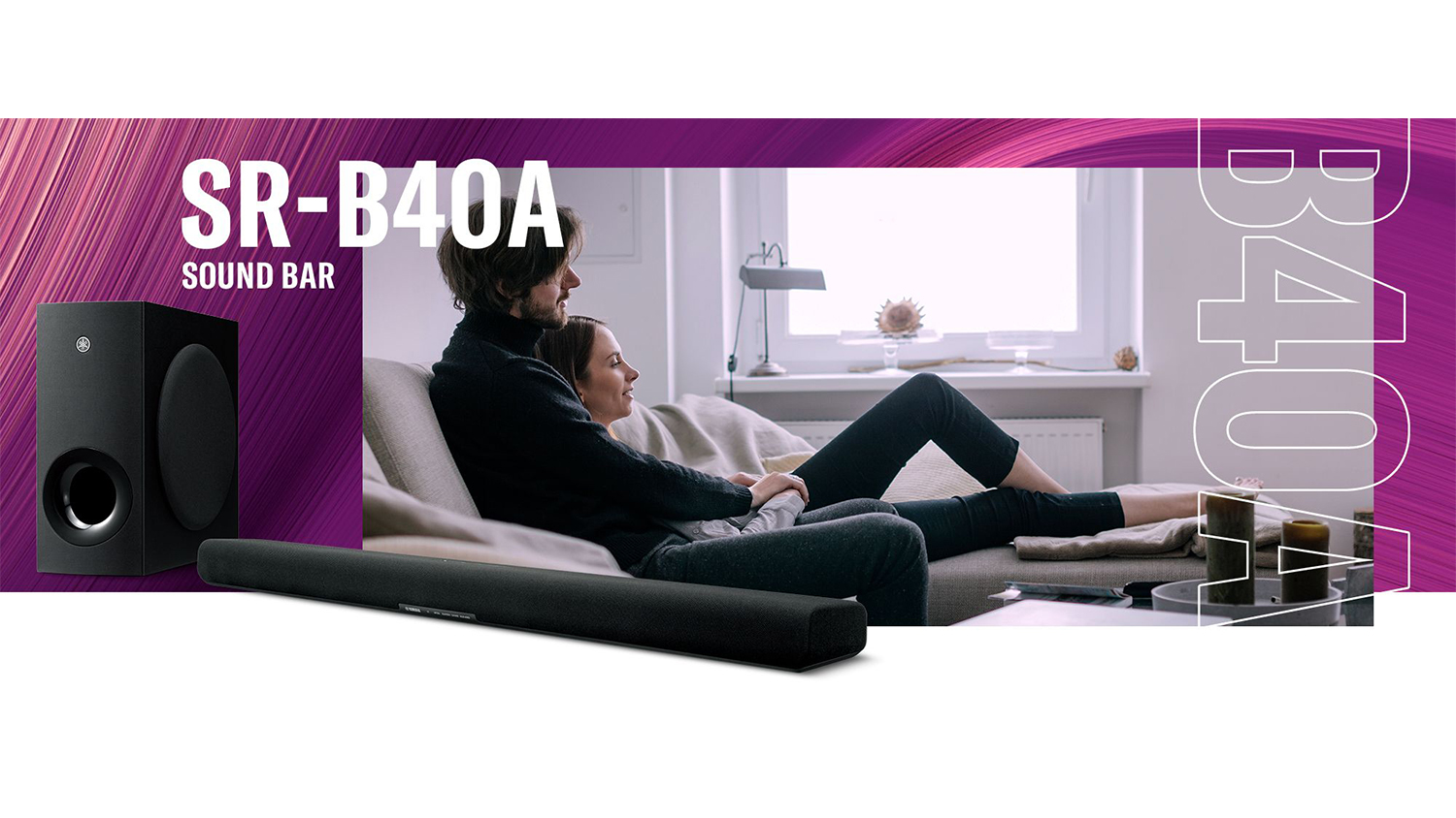 Yamaha 2.1 Channel Soundbar with Subwoofer - Wireless - Black (SR-B40A)