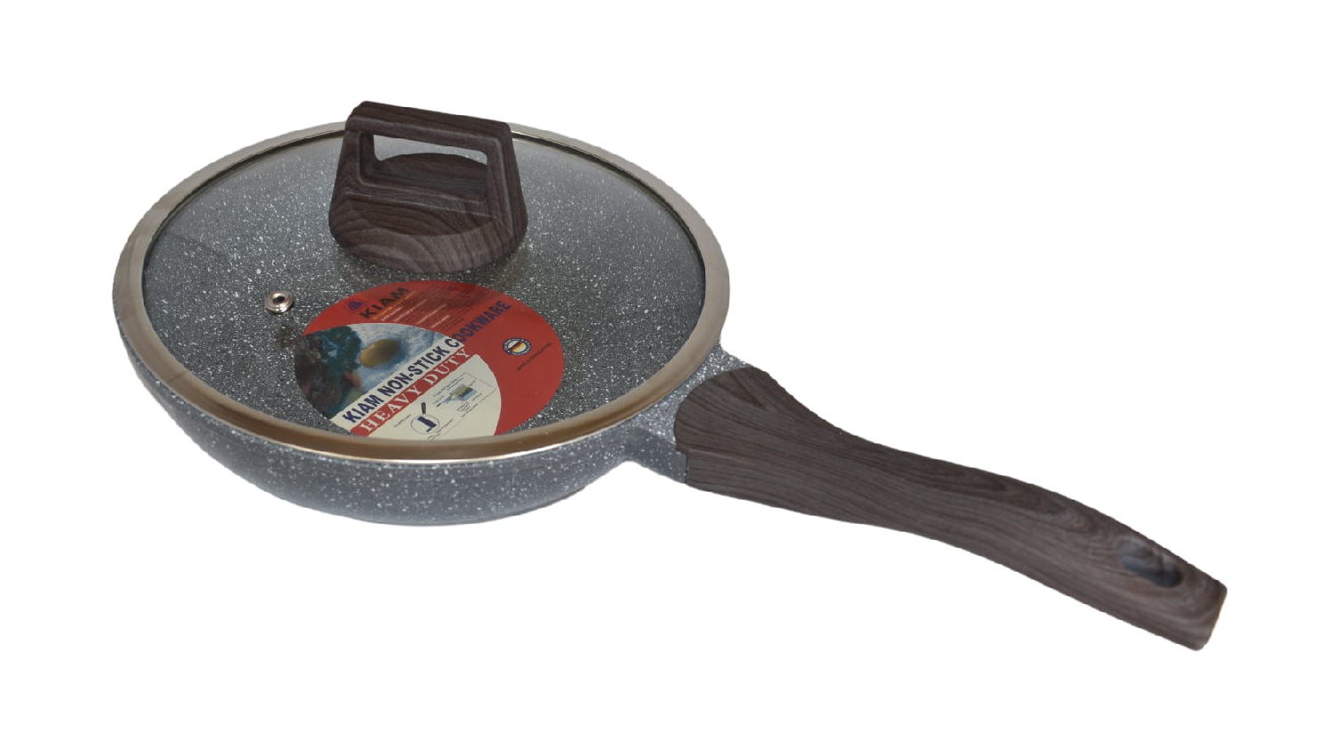Kiam Heavy Duty Non-Stick Die-Cast Frypan with Glass Lid 24cm