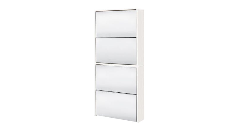 TSB Living 4 Tier 12 Pair Mirror Veneer Shoe Cabinet