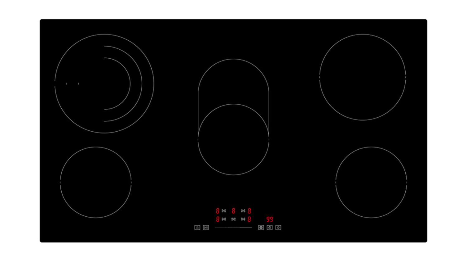 Whirlpool 90cm 5 Zone Ceramic Cooktop - Black (WRT9350AUS)