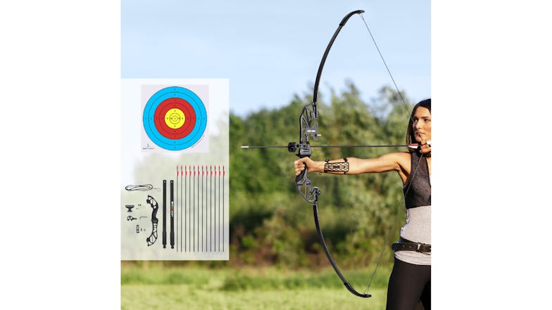 Everfit Beginner Suitable Fiberglass Bow & Arrow Set 55lb Draw Weight - Red