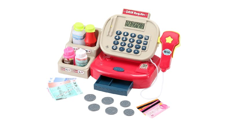 Keezi Kids Electronic Cash Register Play Set with Play Money, Produce, Scanner