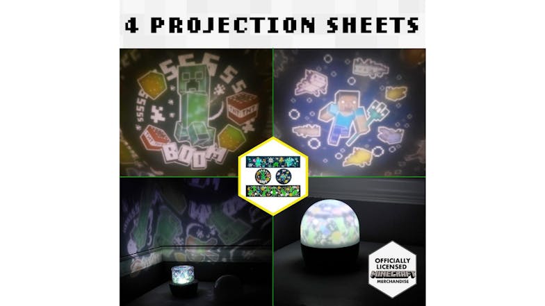 Paladone Licensed Projection Light with Warmth Toggle, Projection Sheets - Minecraft