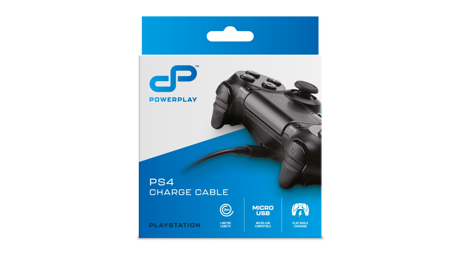 PowerPlay USB to MicroUSB Charging Cable for Playstation4 - 3m