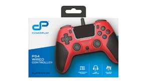 PowerPlay Wired Playstation 4 Controller with AUX Plug - Red