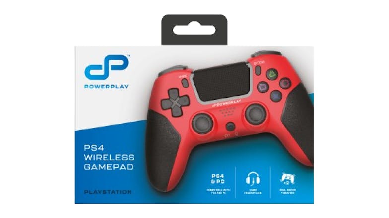 PowerPlay Wireless Playstation 4 Controller with AUX Plug - Red