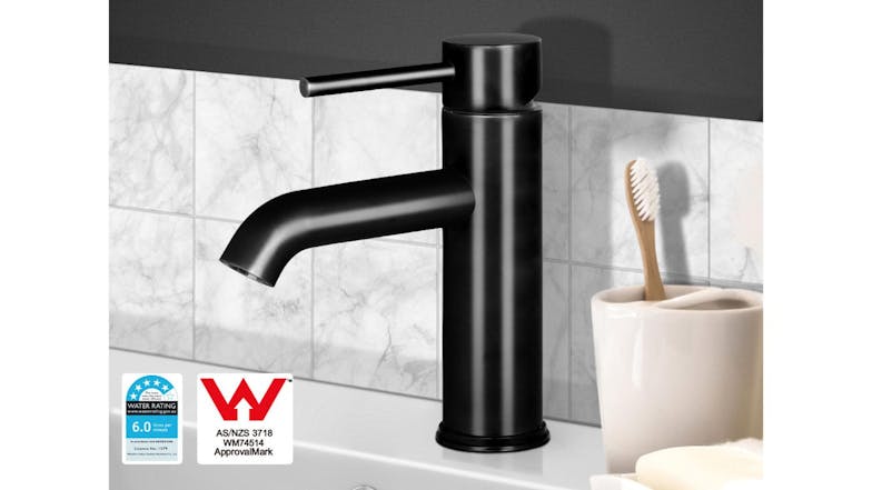 TSB Living Modern Mixer Tap with Engraved Hot & Cold Indicators - Black