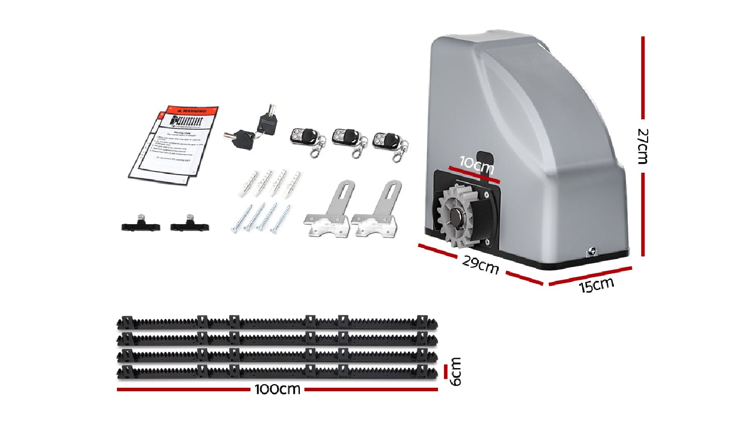 Lockmaster Electronic Sliding Gate Opener Kit with Rails 800kg 4m