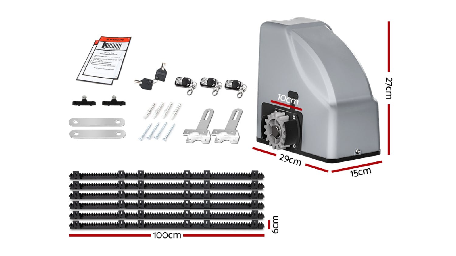 Lockmaster Electronic Sliding Gate Opener Kit with Rails 800kg 6m