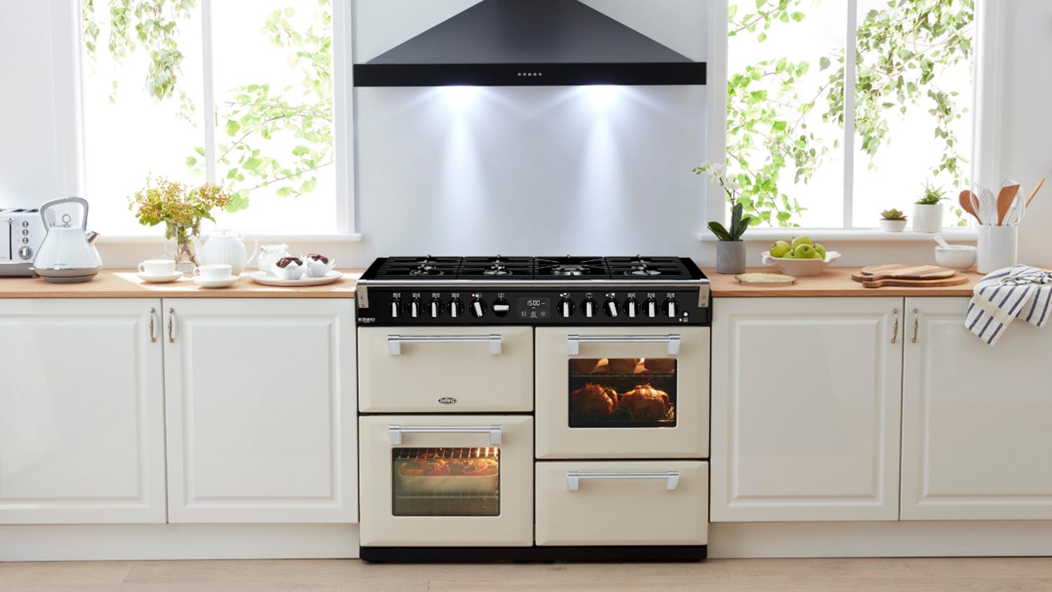 Belling 110cm Dual Fuel Freestanding Oven with Gas Cooktop - Cream (Colour Boutique/BRD1100DFCR)