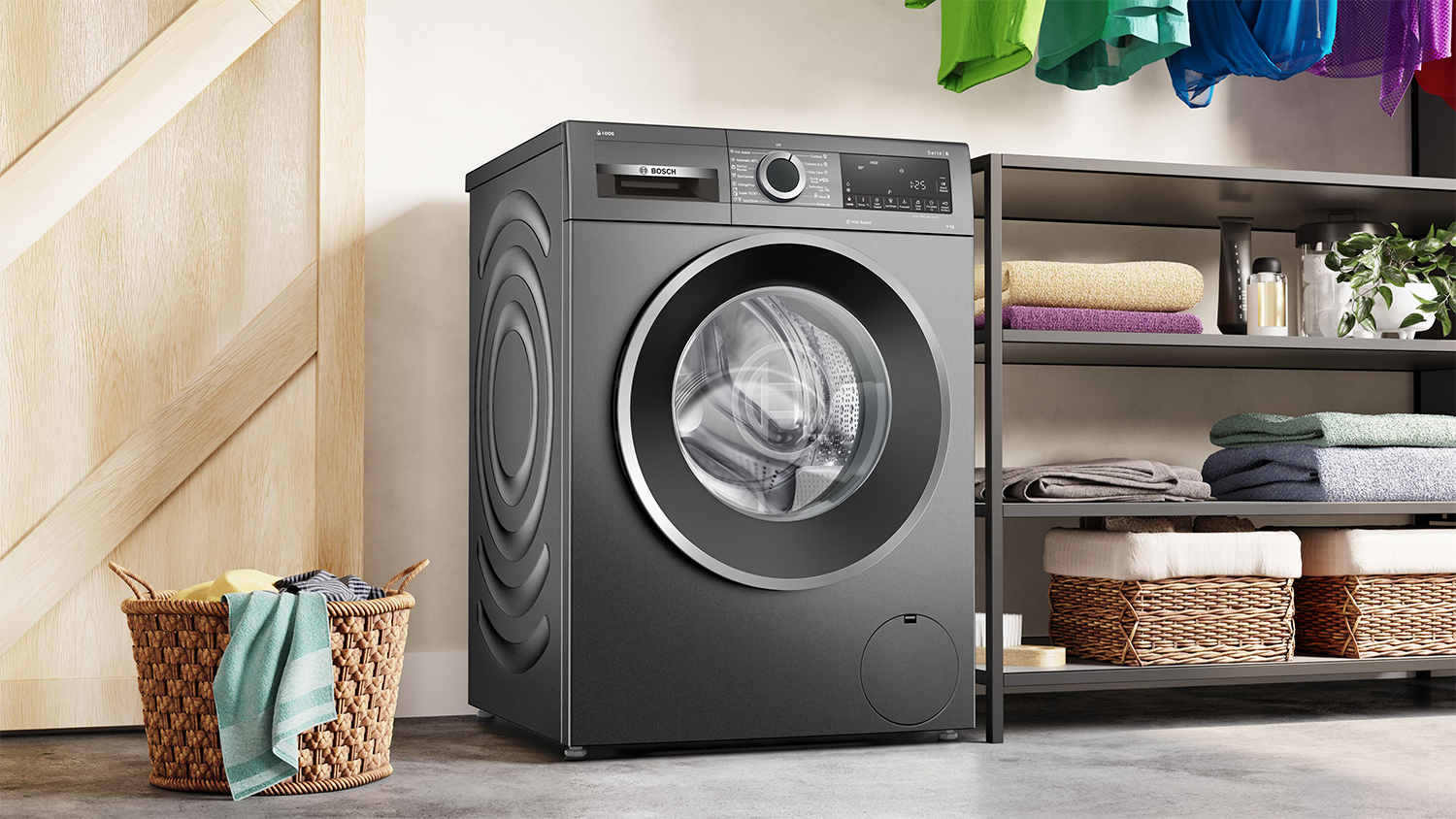 Bosch 9kg Front Loading Washing Machine with 13 Programs - Graphite Grey (WGG244FRAU)