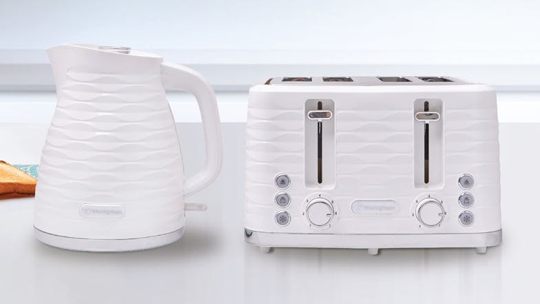 Westinghouse 1.7L Kettle & 4 Slice Toaster Pack - White Silver (WHKTPK14W)