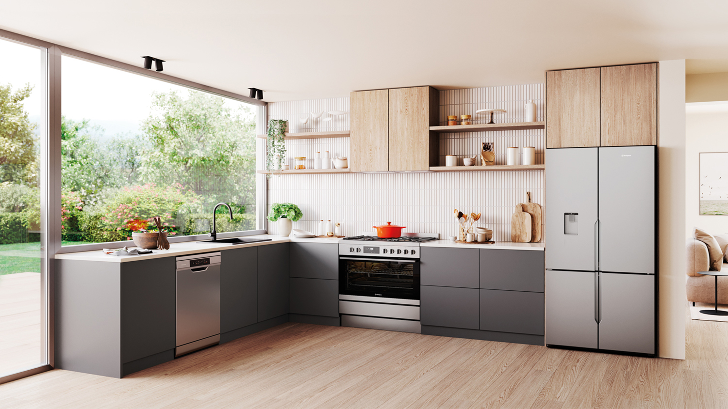 Westinghouse 90cm Dual Fuel Freestanding Oven with Gas Cooktop - Stainless Steel (WFE9515SD)