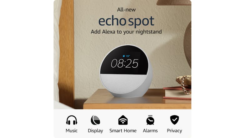 Amazon Echo Spot Smart Speaker with 2.8" Display - White