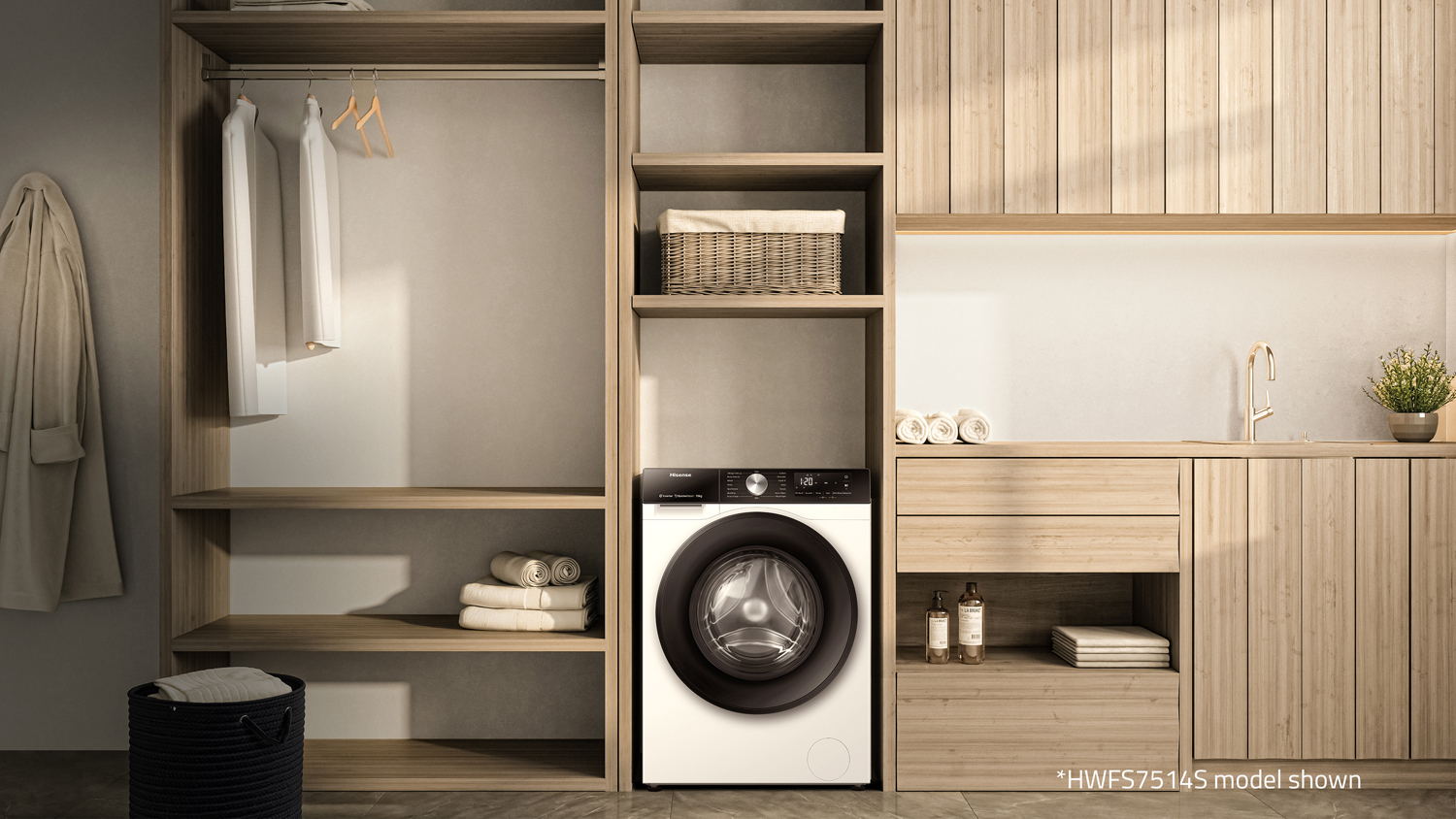 Hisense 7.5kg Front Loading Washing Machine with 16 Programs - White (Series 3/HWFS7514S)