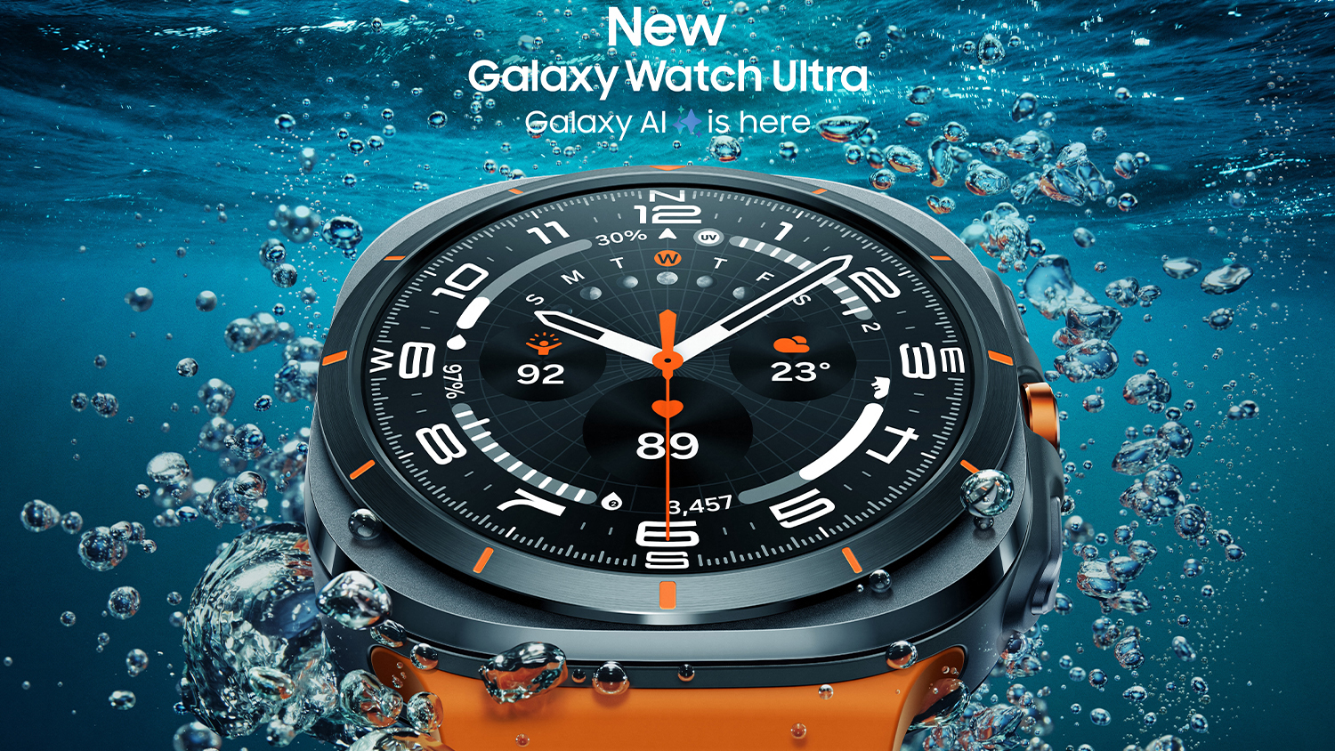 Samsung Galaxy Watch Ultra Smartwatch - Titanium Grey Case with Orange Band (47mm Case, GPS, Bluetooth)