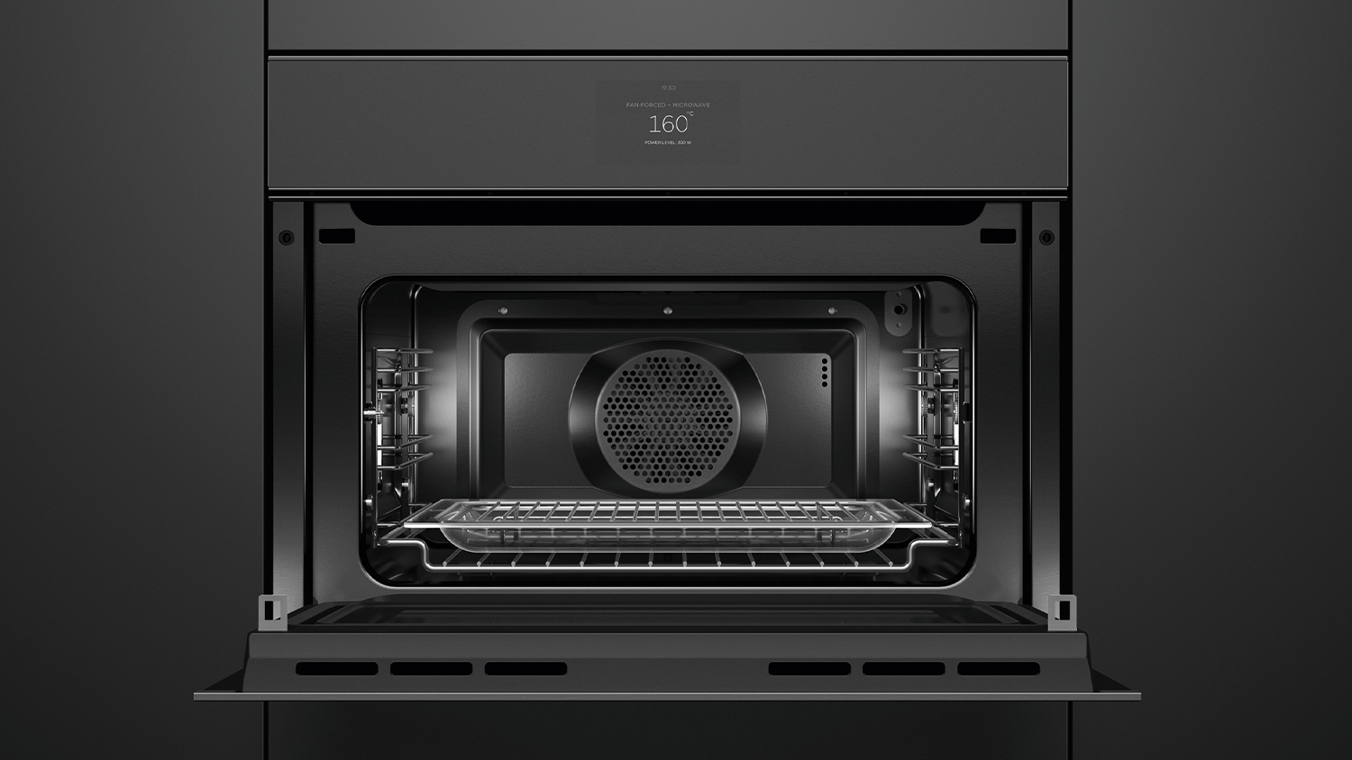 Fisher & Paykel 60cm Built-In Microwave Oven with 22 Functions - Black Glass (Series 9/OM60NMTNB1)