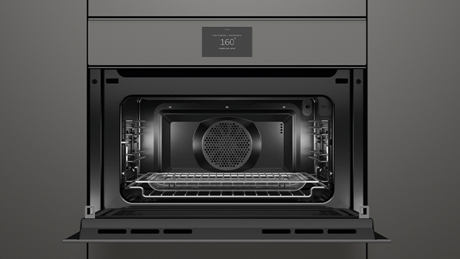 Fisher & Paykel 60cm Built-In Microwave Oven with 22 Functions - Grey Glass (Series 9/OM60NMTNG1)
