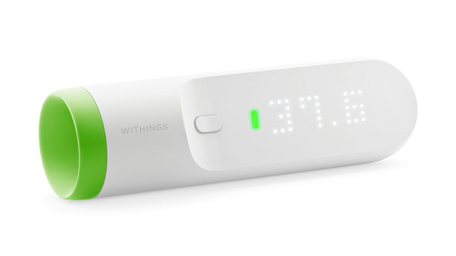 An angled side view of the Withings Thermo Smart Temporal Thermometer