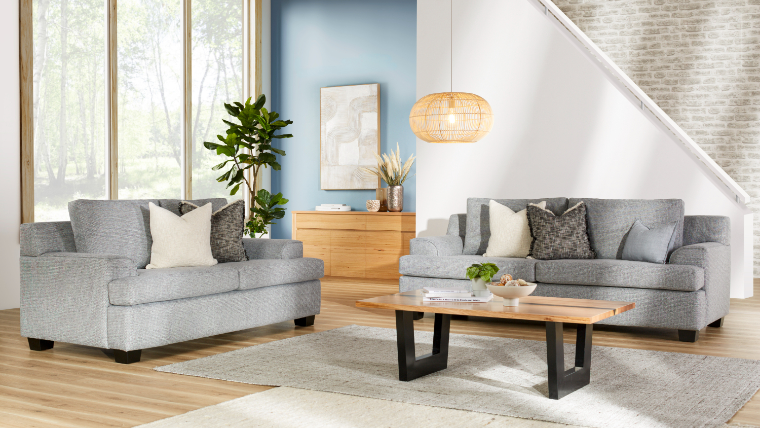 Rolleston 2 Piece Fabric Lounge Suite