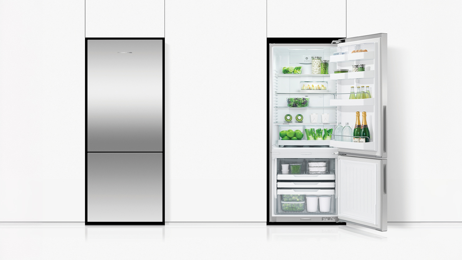 Fisher & Paykel 413L Bottom Mount Fridge Freezer - Stainless Steel (Series 5/RF442BRPX6)