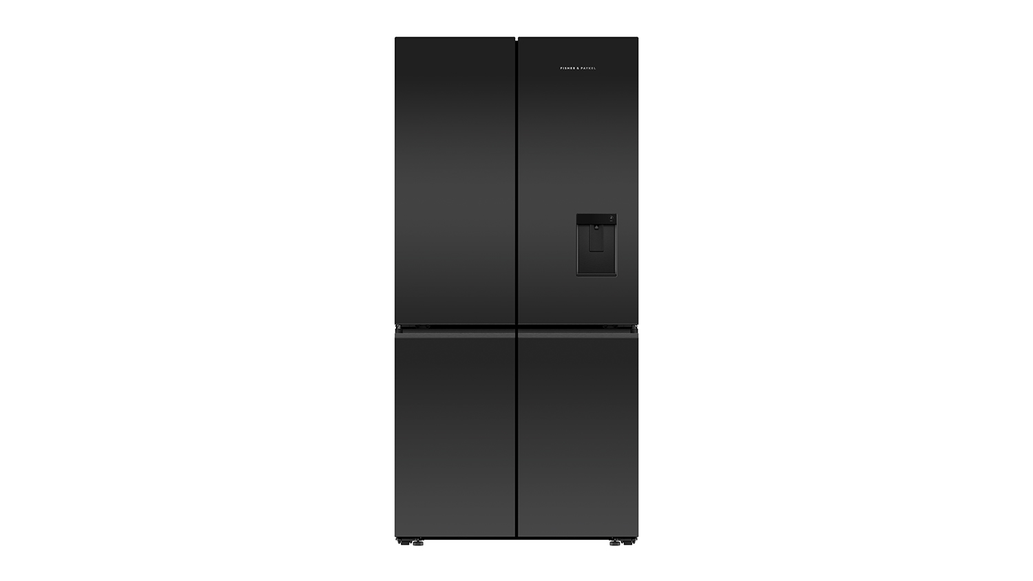 Fisher & Paykel 690L Quad Door Fridge Freezer with Ice & Water Dispenser - Black Glass (Series 7/RF730QZUVB1)