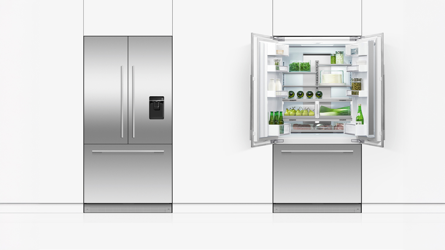 Fisher & Paykel 476L Integrated French Door Fridge Freezer with Ice & Water Dispenser - Panel Ready (RS90AU1)