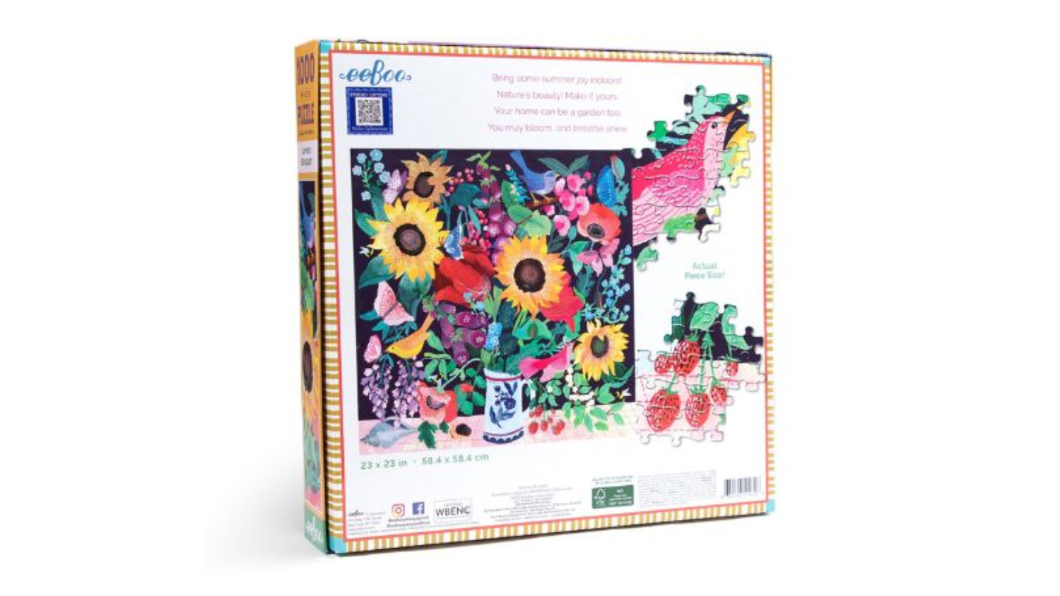 eeBoo Square Jigsaw Puzzle 1000pcs. - Summer Bouquet