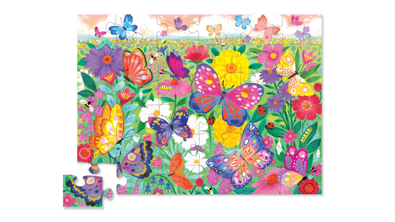 Crocodile Creek Children's Floor Puzzle 36pcs. - Butterfly Garden