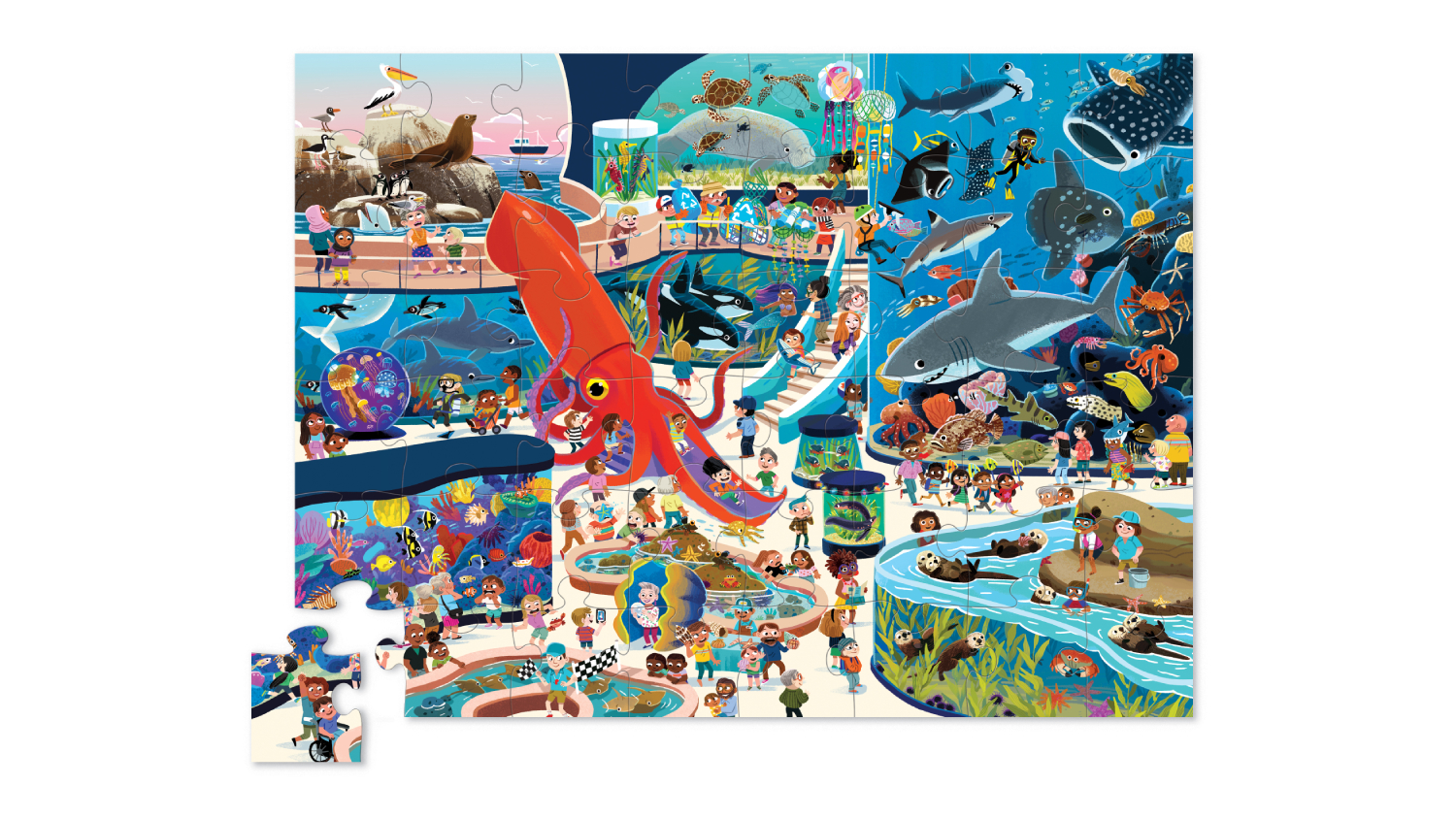 Crocodile Creek Children's Floor Puzzle 48pcs. - Day at the Aquarium