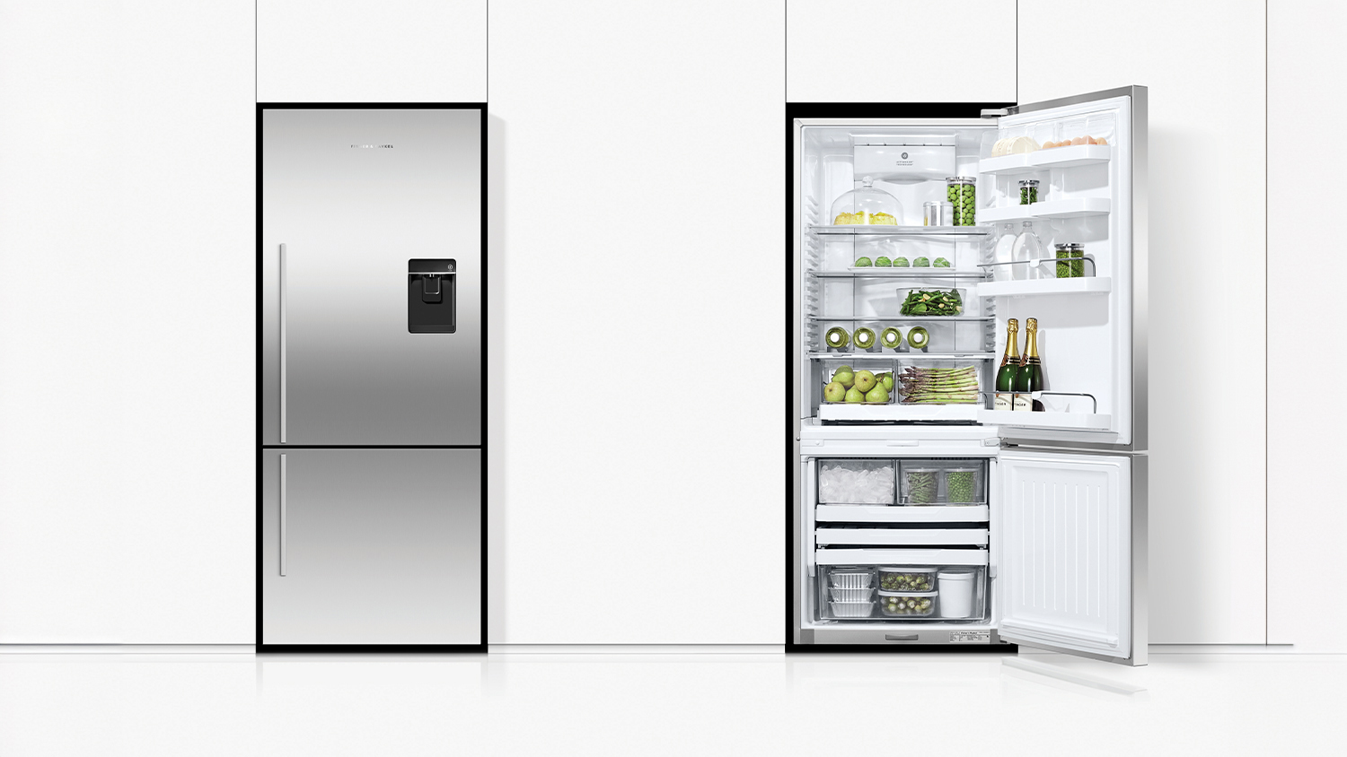 Fisher & Paykel 413L Bottom Mount Fridge Freezer with Water Dispenser - Stainless Steel (Series 5/E442BRXFDU5)